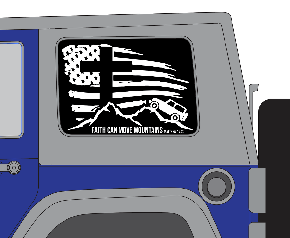 ***SALE 30% OFF IN CART*** Faith Can Move Mountains JEEP decal set FREE SHIPPING